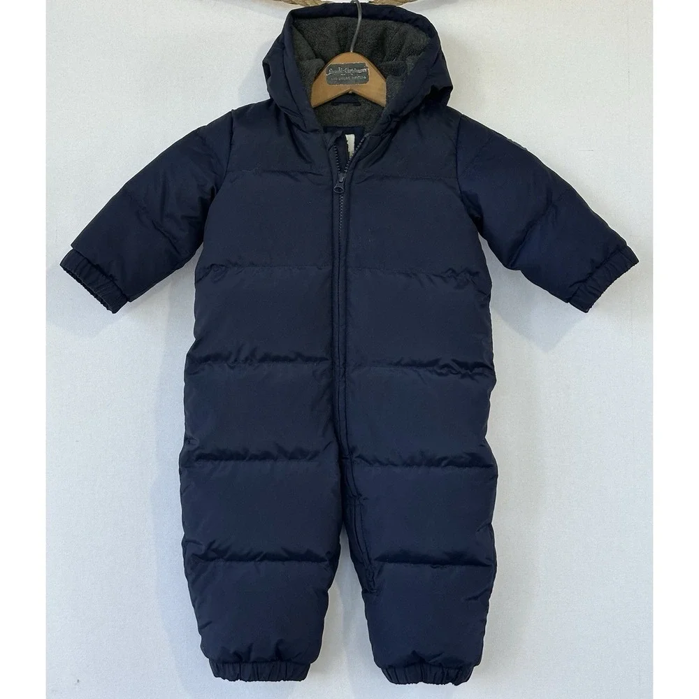 baby Gap Duck Down SnowSuit Hooded Blue Sz 12-18 months